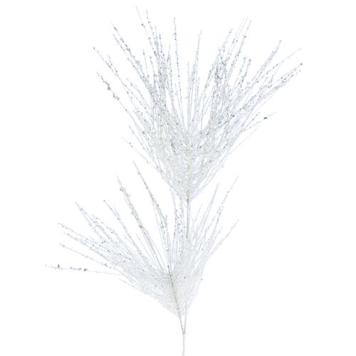 gjenstander Kunstig furukren dekorativ gren hvit glitter L80cm
