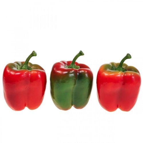 Kunstig Grønnsak Deco Pepper Rød Grønn Ø 8cm H13cm