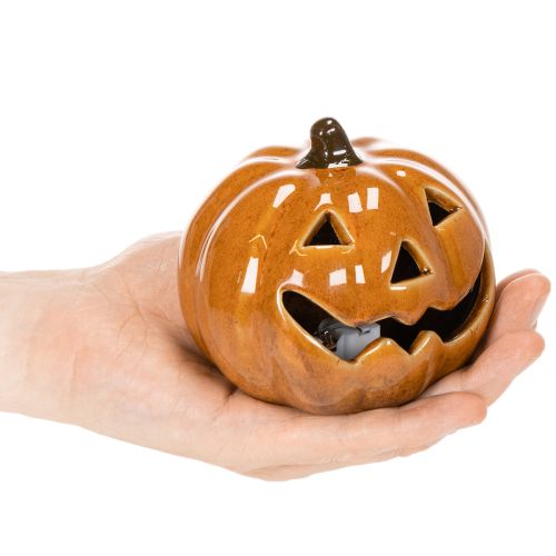 Keramisk gresskar LED Halloween-dekorasjon liten 10 cm | Floristik24.no