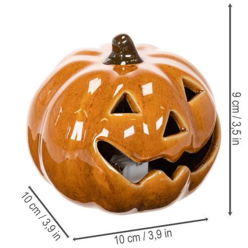 Keramisk gresskar LED Halloween-dekorasjon liten 10 cm | Floristik24.no