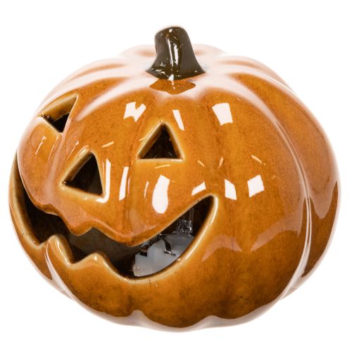 Keramisk gresskar LED Halloween-dekorasjon liten 10 cm | Floristik24.no