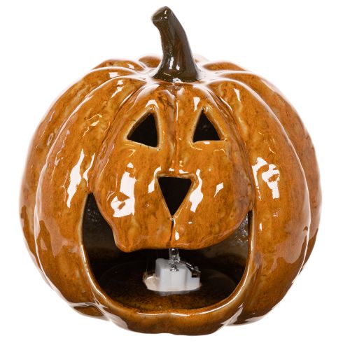 Keramisk gresskar Halloween LED-dekorasjon 15 cm | Floristik24.no