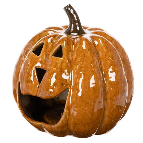 Keramisk gresskar Halloween LED-dekorasjon 15 cm | Floristik24.no