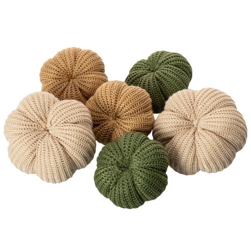 Dekorative strikkede gresskar, høstdekorasjon, 10 cm, 6 stk. | Floristik24.no