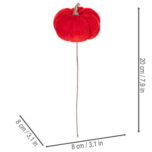 Dekorativt gresskar på ståltråd, høstdekorasjon, fløyel, sett i tre farger, 8 cm, 9 deler | Floristik24.no