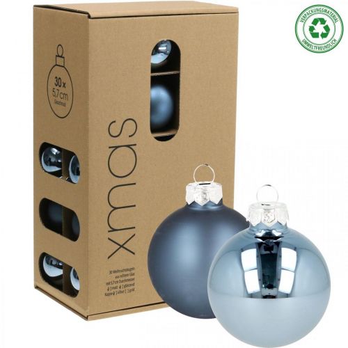 Floristik24 Julekuler glass blå matt skinnende Ø5,5cm 26stk