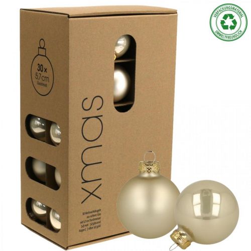 Floristik24 Julekuler glass krem matt blank Ø5,5cm 26stk