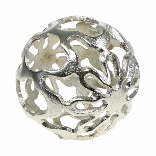 Dekorativ ball openwork metall sølv Ø15cm
