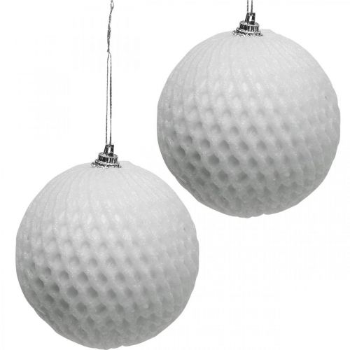 Floristik24 Julekule hvitt bikakemønster Juletrekule Ø8cm 6stk