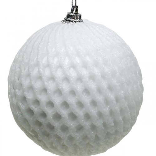 Floristik24 Julekule hvitt bikakemønster Juletrekule Ø8cm 6stk