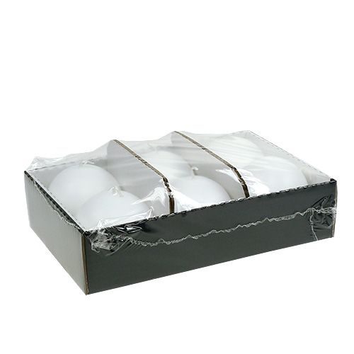 gjenstander Sett med 6 hvite 80 mm kulelys - dekorative vokslys for feiringer og en koselig atmosfære