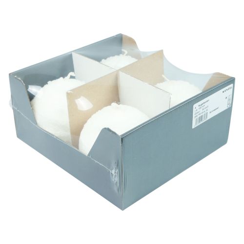 gjenstander Vintermagiske kulelys hvite snøballeffekt Ø10 cm sett med 4 for festlig dekorasjon