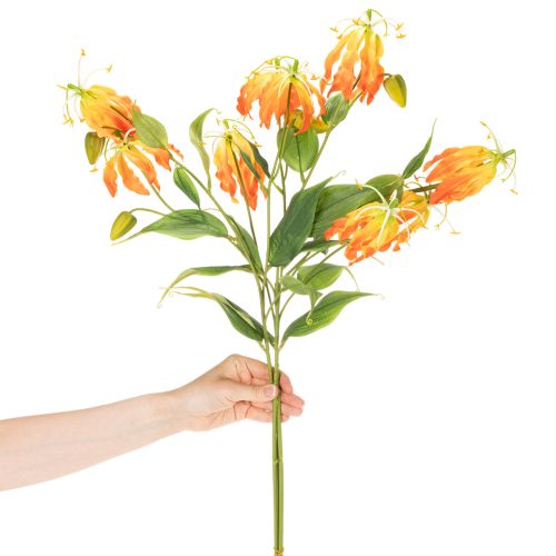 Kunstig Gloriosa oransje blomst med lange stilker til vaser 80 cm 3 stk | Floristik24.no