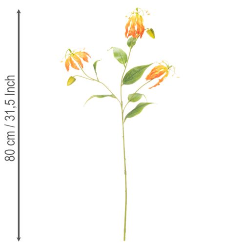 Kunstig Gloriosa oransje blomst med lange stilker til vaser 80 cm 3 stk | Floristik24.no