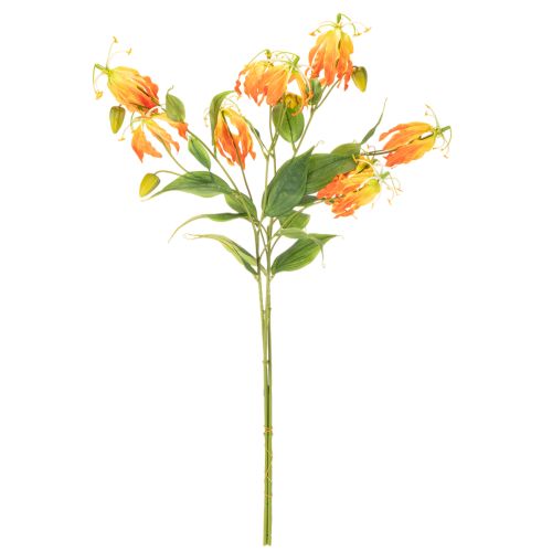 Kunstig Gloriosa oransje blomst med lange stilker til vaser 80 cm 3 stk | Floristik24.no