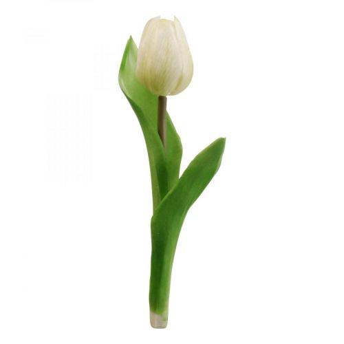 Kunstig Tulipan Hvit Real Touch Vårblomst H21cm