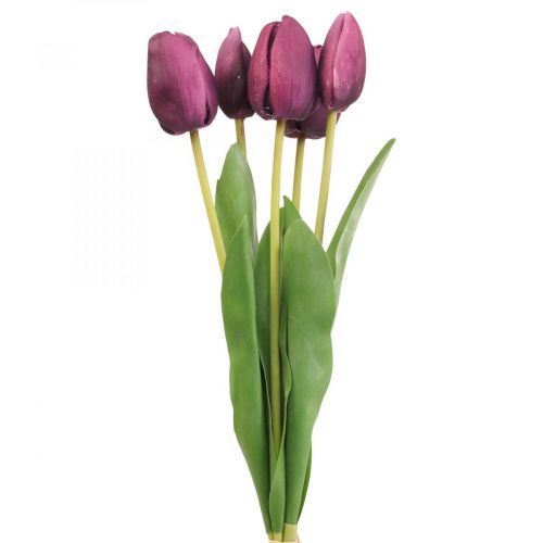 Floristik24 Kunstige blomster tulipan lilla, vårblomst 48 cm bunt med 5