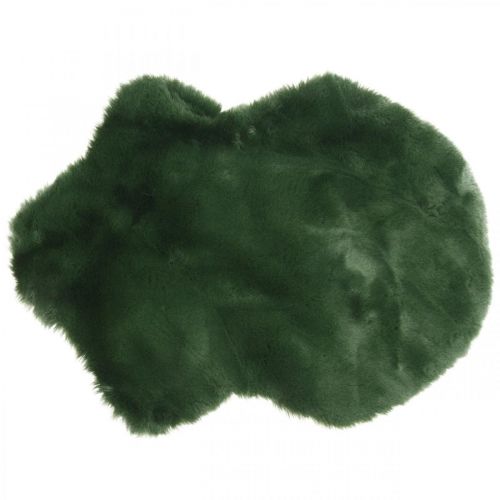 Dekorativt pelsteppe grønn fuskepels 55×38cm