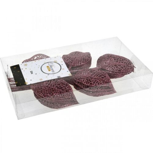 Floristik24 Kunstige planter, dekorative blader, kunstige greiner rosa glitter L36cm 10 stk.