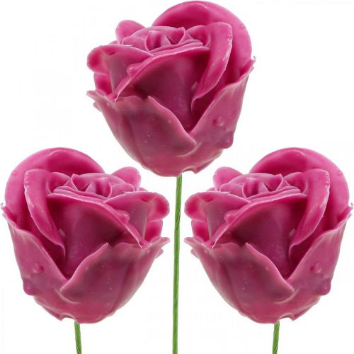 gjenstander Kunstige roser fuchsia voks roser deco roser voks Ø6cm 18 stk