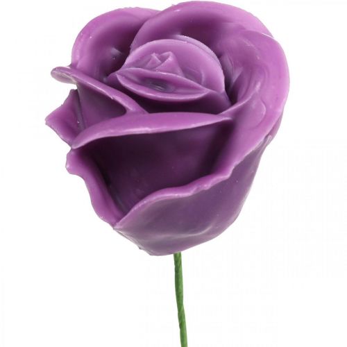 Kunstroser fiolett voks roser deco roser voks Ø6cm 18p