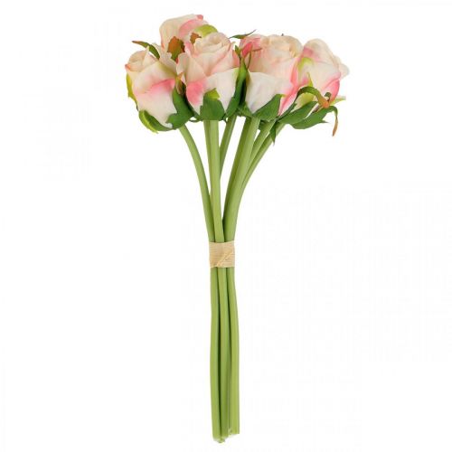 Floristik24 Kunstige roser rosa aprikos kunstige roser 28cm bunt 9stk
