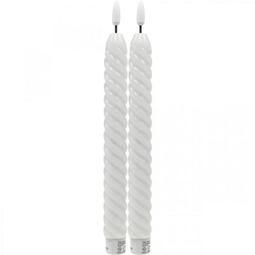 Floristik24 LED pinne lys hvit timer ekte voks for batteri 25cm 2 stk