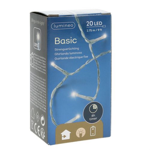 Floristik24 LED-eventyr lyser hvitt med tidtaker 20 275 cm