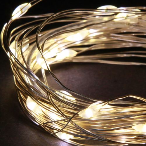 gjenstander LED-lyslenker med 40 mikro-LED-lys, varmhvit, timer, for batteri, 6 stk.