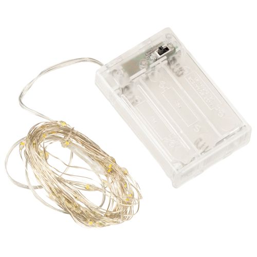gjenstander LED-lyslenke, 50 pærer, batteridrevet, 5 m, varmhvit