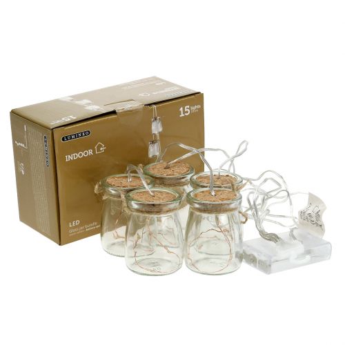 Floristik24 LED-lyskjede i glass varmhvit 70cm 15 lys