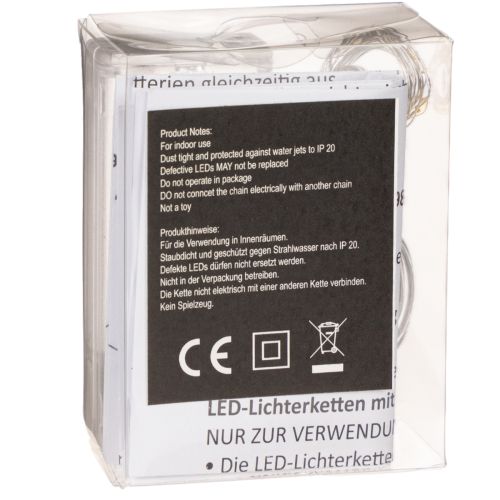 Batteridrevne lyslenker for innendørs bruk, varmhvit, 10 LED-lys, 1 m lengde, 6 stk. | Floristik24.no