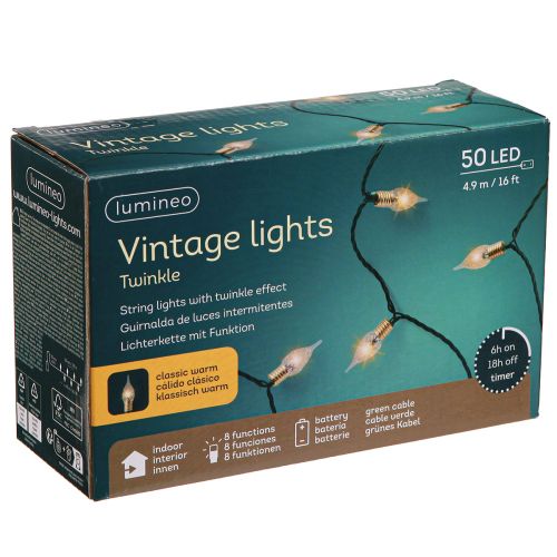 gjenstander LED eventyrlys med timer batteri inni 50 LED 490cm