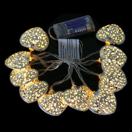 Floristik24 LED lys kjede hjerteform varm / hvit 160cm