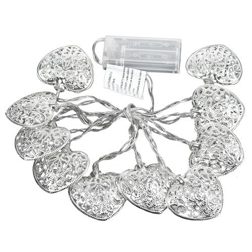 Floristik24 LED lys kjede hjerteform varm / hvit 160cm