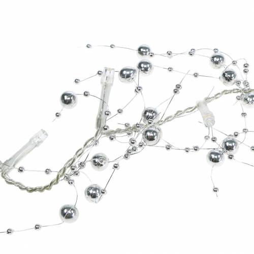 Floristik24 LED lys lenke perle krans sølv varm hvit L120cm