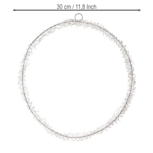 gjenstander LED-ring i metall til oppheng, sølv, varmhvit, 30 cm