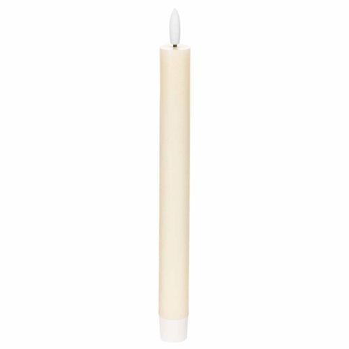 LED-konisk stearinlys i hvitt med varmt hvitt lys, 24 cm, med timer, 2 stk.