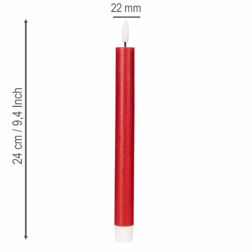 LED-konisk lys, rødt med varmt hvitt lys, 24 cm, 2 stk. | Floristik24.no
