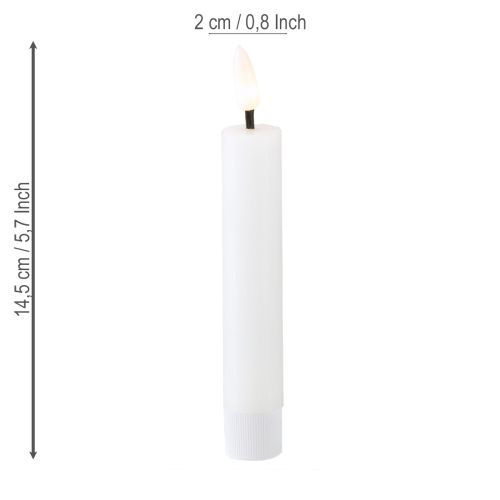 gjenstander LED-pinnelys hvitt vokslys LED varmhvit 14,5 cm 2 stk