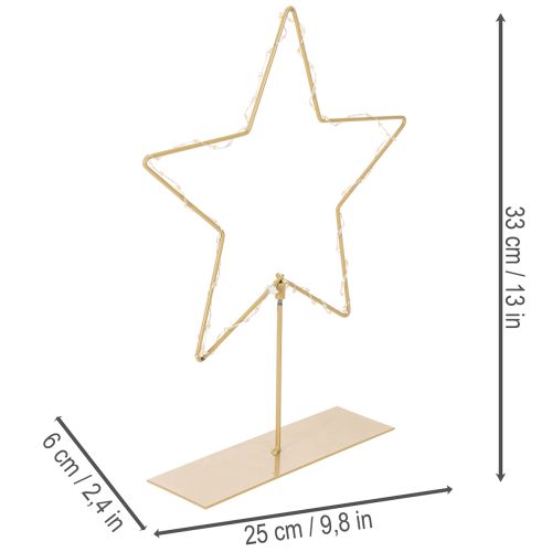 Stjerne med 50 LED-lys, borddekorasjon i metall, batteridrevet, for innendørs bruk, 33 cm | Floristik24.no
