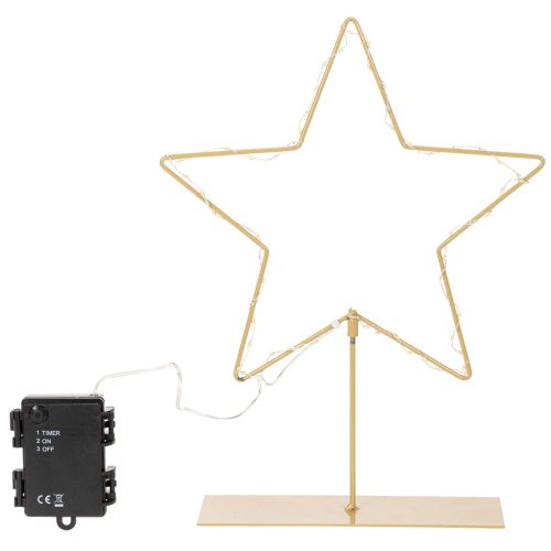Stjerne med 50 LED-lys, borddekorasjon i metall, batteridrevet, for innendørs bruk, 33 cm | Floristik24.no