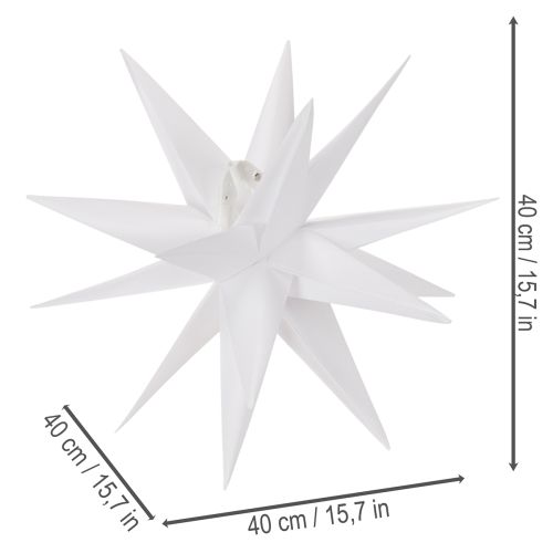 Dekorativ LED-stjerne, varmhvit, utendørs, med timer, 40 cm | Floristik24.no