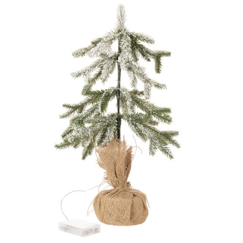 Kunstig plante med snø, LED-juletre i jutepose, batteridrevet, for innendørs bruk, 50 cm | Floristik24.no