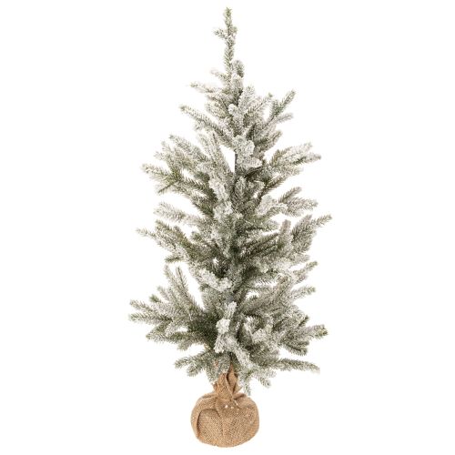 Kunstig juletre med snø i jutepose, 40 LED-lys, til innendørs bruk, 85 cm