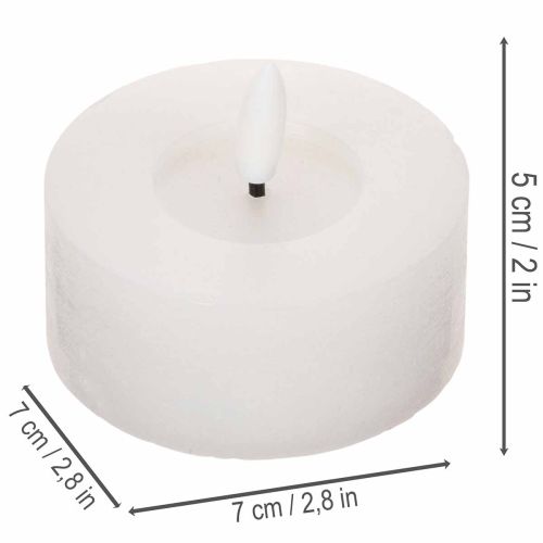 LED XL telys hvit ekte voks med timer varm hvit 6 cm 2 stk | Floristik24.no