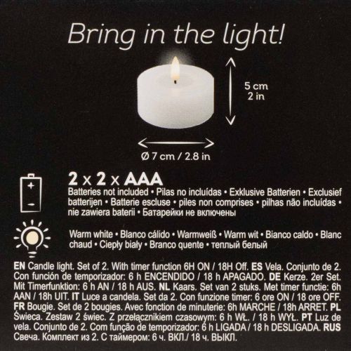 LED XL telys hvit ekte voks