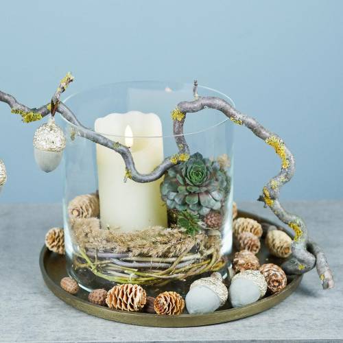 Floristik24 LED ekte vokslys med timer Krem For batteri H17cm