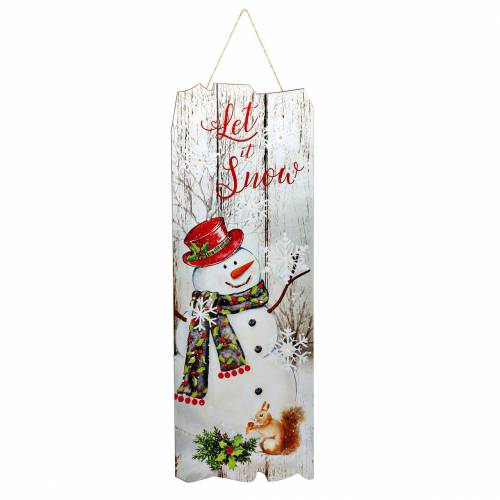 Floristik24 LED veggmaleri snømann "Let it Snow" 21 × 60cm For batteri