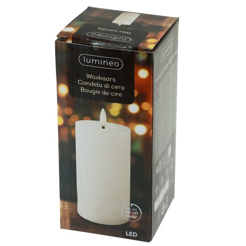 Floristik24 LED lys timer ekte voks hvit rustikk utseende Ø7cm H15cm